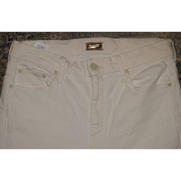 MOTHER Jeans The Looker Ankle Fray White Stretch Denim Women 31 - Picture 2 of 13
